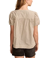 Lucky Brand Women's Smocked Puff-Sleeve Cotton Top