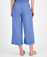 Charter Club Women's Cropped Wide-Leg 100% Linen Pants, Exclusively at Macy's