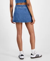 Indigo Rein Juniors' Cheerleader Pleated Front Denim Skort
