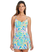 Bleu By Rod Beattie Womens On The Bright Side Printed Underwire Tankini Top High Waist Swim Skirt