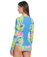 Bleu By Rod Beattie Womens Lets Get Away Rash Guard Sarong Hipster Bikini Bottoms