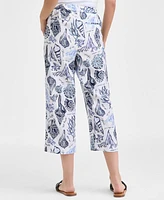 Charter Club Women's Cropped Pull-On 100% Linen Pants, Exclusively at Macy's