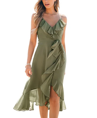 Cupshe Women's Fluttering Ruffle Green Midi Beach Dress