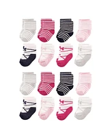 Luvable Friends Baby Boys Cotton Rich Terry Socks 16-Pack, Stripe Ballet