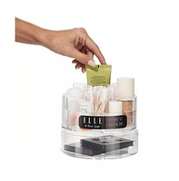 Acrylic Cosmetic Organizer-Round Makeup Brush Holder, Clear Storage Cup Containers with 6 Compartments, Compact, Space-Saving Beauty Organizer