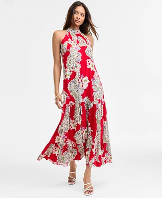 Msk Women's Paisley Floral-Print Tiered Maxi Dress