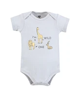 Hudson Baby Boys Cotton Bodysuits, Neutral Safari World, 9-12 Months