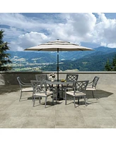 Mondawe Powder Coated Cast Aluminum Outdoor Dining Armchair with Cushion (Set of 2)