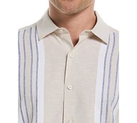 Cubavera Men's Classic-Fit Engineered Stripe Panel Linen Blend Button-Down Shirt