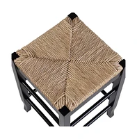 Counter Stool with Frame and Handwoven Rush Seat for Rustic and Comfortable Seating