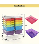 12 Drawers Rolling Cart Storage Scrapbook Paper Organizer Bins
