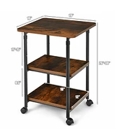 3-tier Adjustable Printer Stand with 360° Swivel Casters