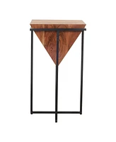 Pyramid-Shaped Side Table with Cross Base for Modern and Unique Home Decor