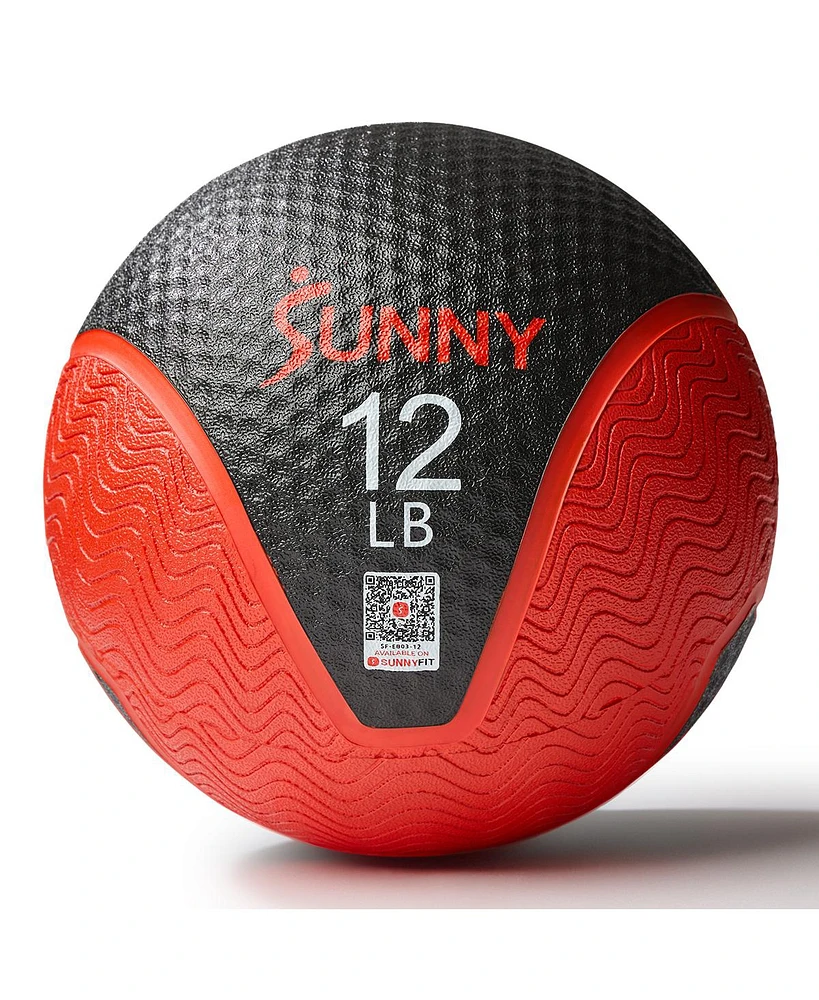 Sunny Health & Fitness Medicine Ball 12LBS, Non-slip Grip