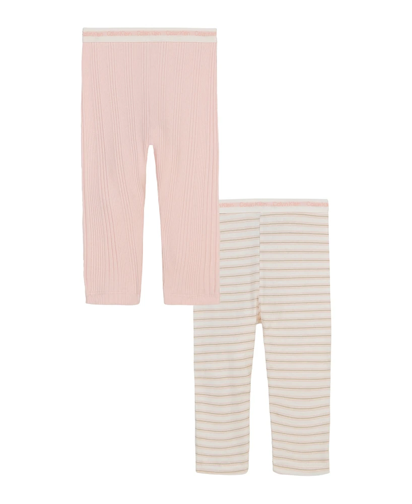 Calvin Klein Baby Girls 2-Pack Combed Pull-Up Pants