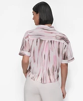 Dkny Women's Printed Chiffon Boxy-Fit Top