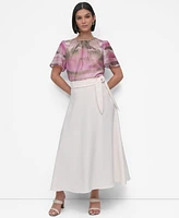 Dkny Women's Aero Crepe Belted Midi Skirt