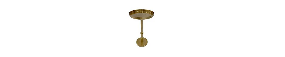 Modern Iron Side Table with Round Tray Top and Column Support