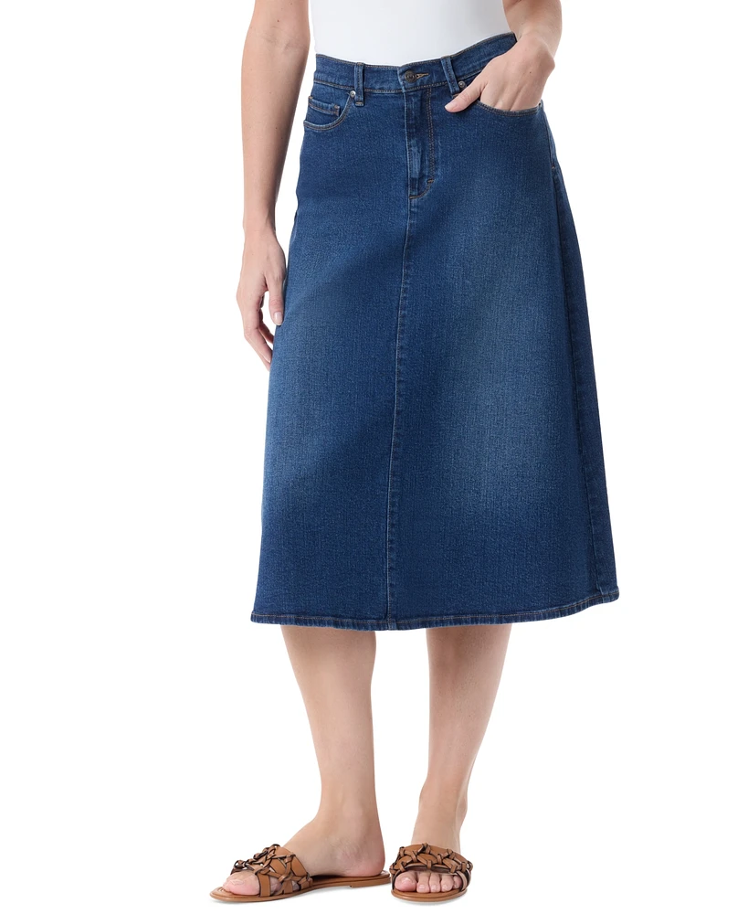 Gloria Vanderbilt Women's A-Line Midi Denim Skirt