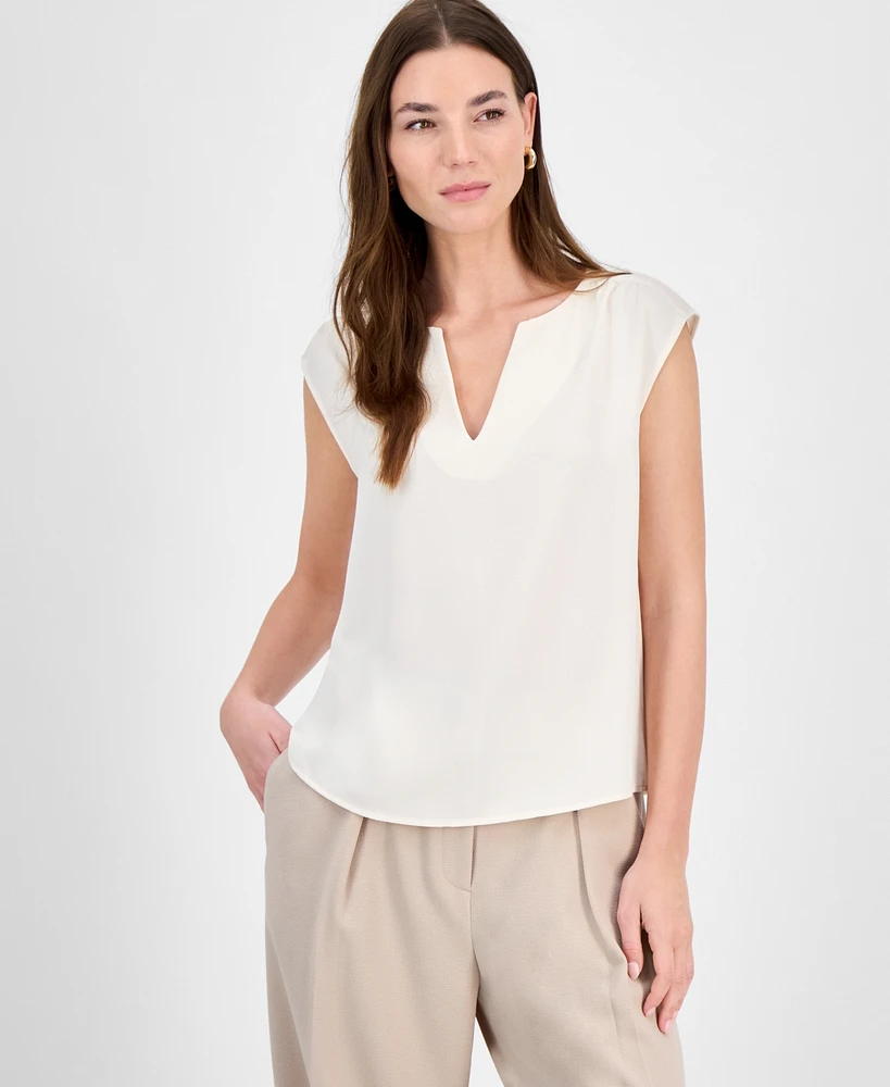 Bar Iii Women's Split-Neck Sleeveless Top, Exclusively at Macy's