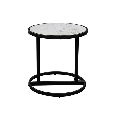 Round Top Side Table with Tubular Frame for Modern and Minimalist Home Decor