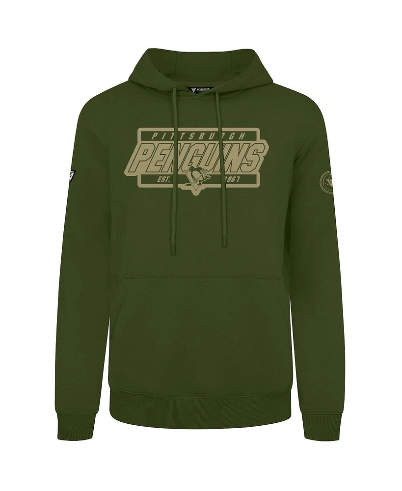 LevelWear Men's Olive Pittsburgh Penguins Podium Pullover Hoodie