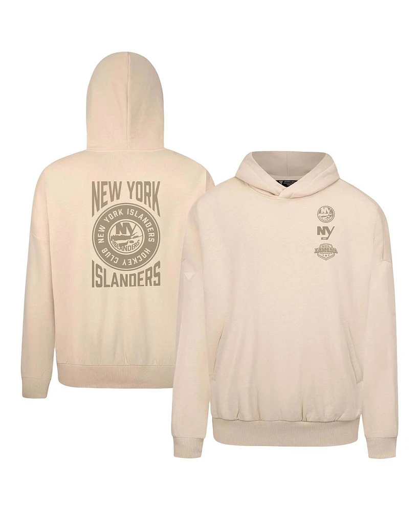 LevelWear Men's Cream New York Islanders Contact Stamp Pullover Hoodie