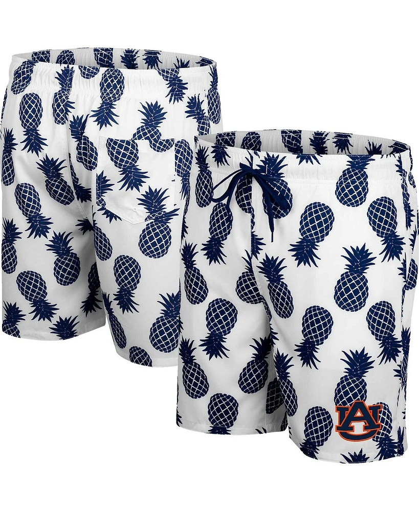 Colosseum Men's White Auburn Tigers Pineapples Swim Shorts
