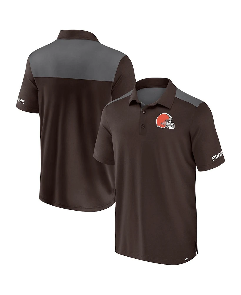 Fanatics Men's Brown/Gray Cleveland Browns Color Block Polo Shirt
