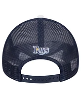New Era Men's White/Navy Tampa Bay Rays Spring Training Circle Foam A-Frame 9Forty Trucker Adjustable Hat