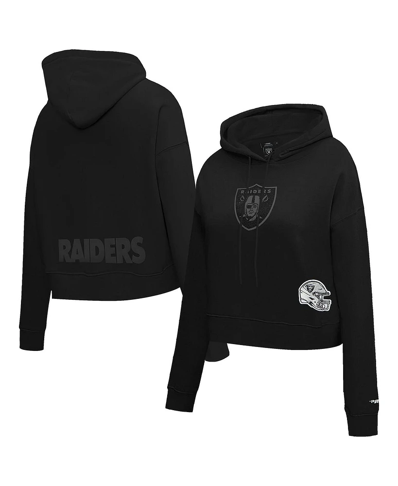 Pro Standard Women's Black Las Vegas Raiders Jeweled Cropped Pullover Hoodie