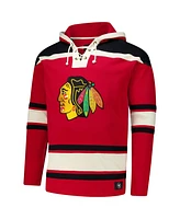 '47 Brand Men's Connor Bedard Red Chicago Blackhawks Big Tall Lace-up Pullover Hoodie