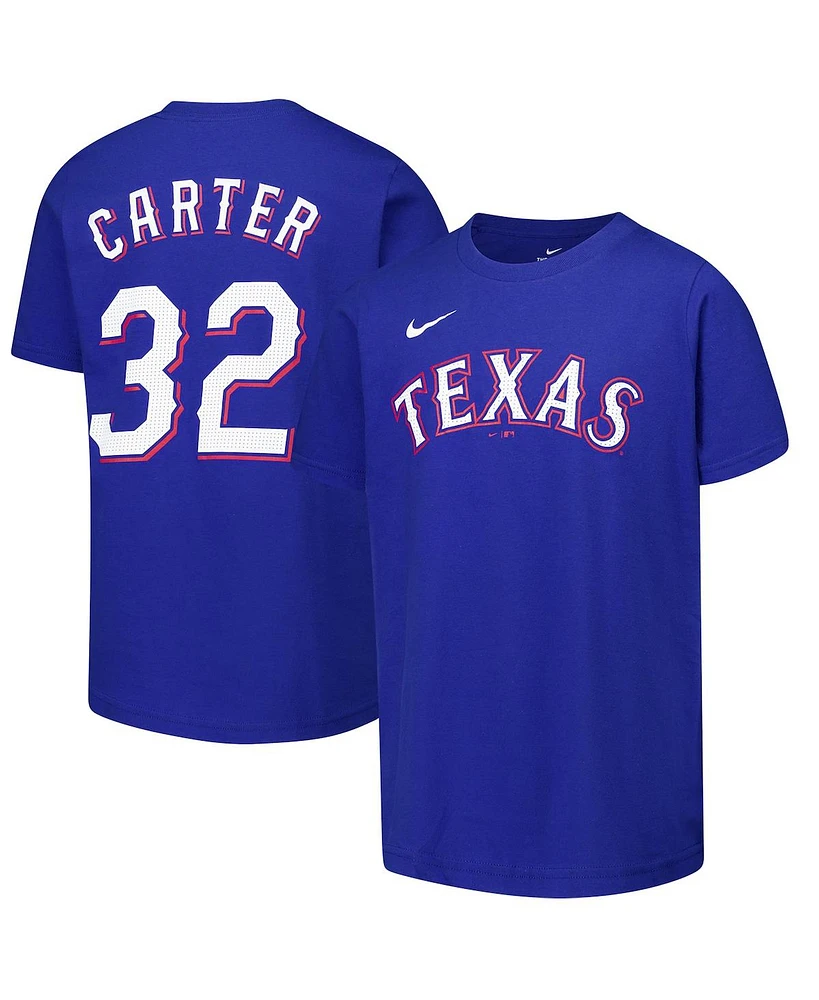 Nike Big Boys and Girls Evan Carter Royal Texas Rangers Name Number T-Shirt