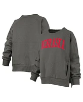 Pressbox Women's Charcoal Nebraska Huskers Pocketed Raglan Pullover Sweatshirt