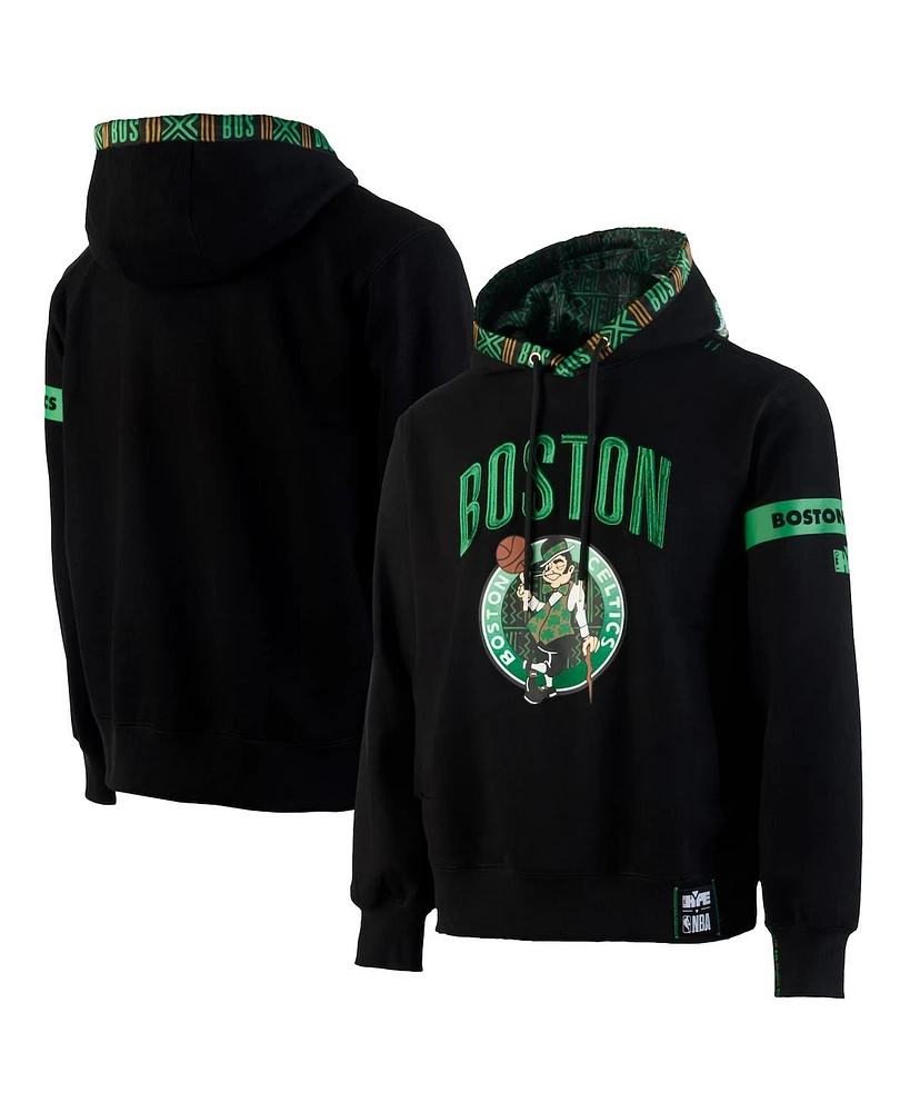 Two Hype X Nba Men's Black Boston Celtics Culture Hoops Collection Premium Pullover Hoodie