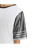 Gameday Couture Women's White/Black Pittsburgh Steelers Bling It Full Sequin Jersey Dress