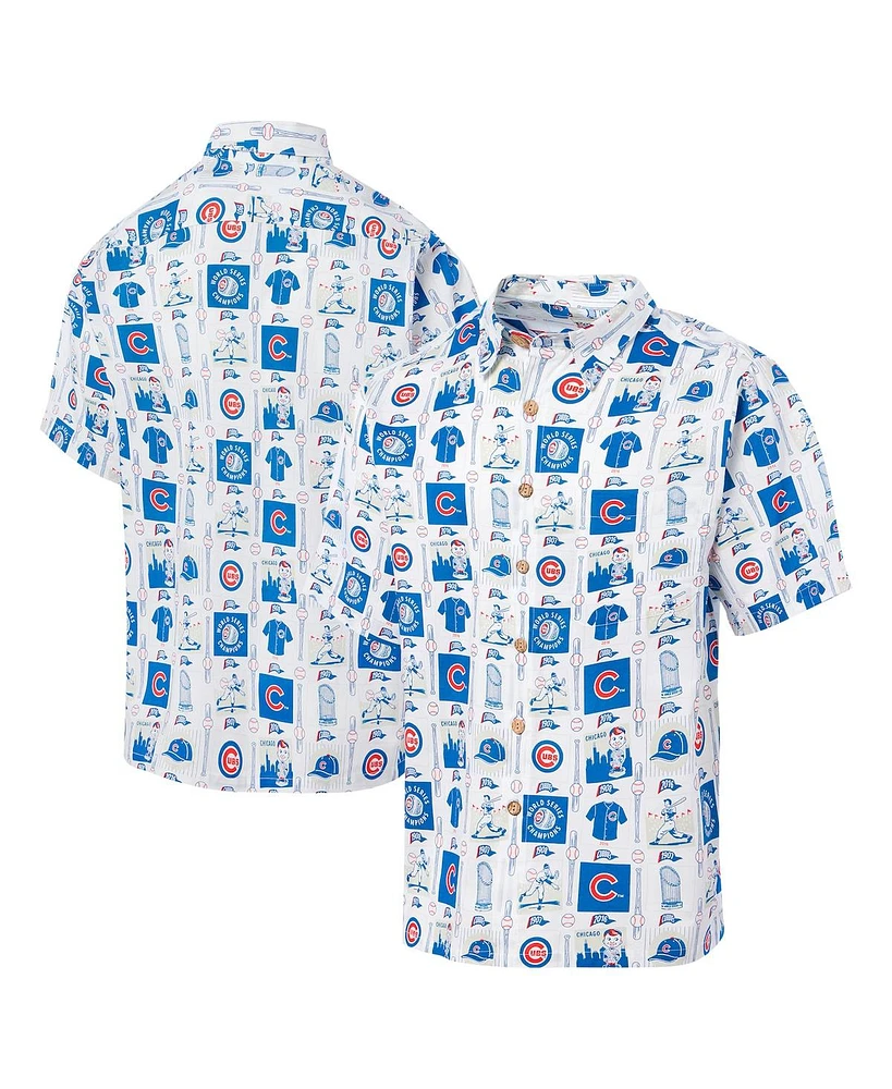 Reyn Spooner Men's White Chicago Cubs Champions Scenic Button-Up Shirt