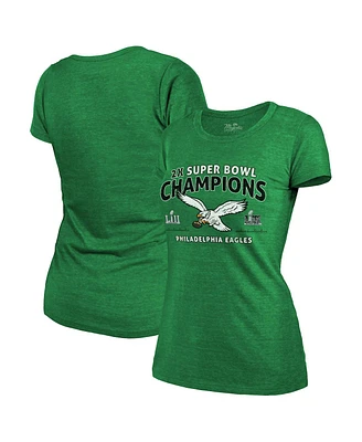 Majestic Women's Kelly Green Philadelphia Eagles Two-Time Super Bowl Champions Sky High Retro Tri-Blend T-Shirt