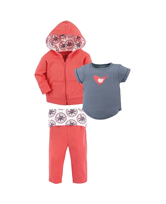 Yoga Sprout Baby and Toddler Girl Cotton Hoodie, Bodysuit or Tee Top, Pant, Scroll Toddler, 5