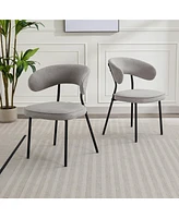 Dyhome Dining Chairs with Curved Backrest, Modern Fabric Upholstered Boucle Kitchen Room Set of 2