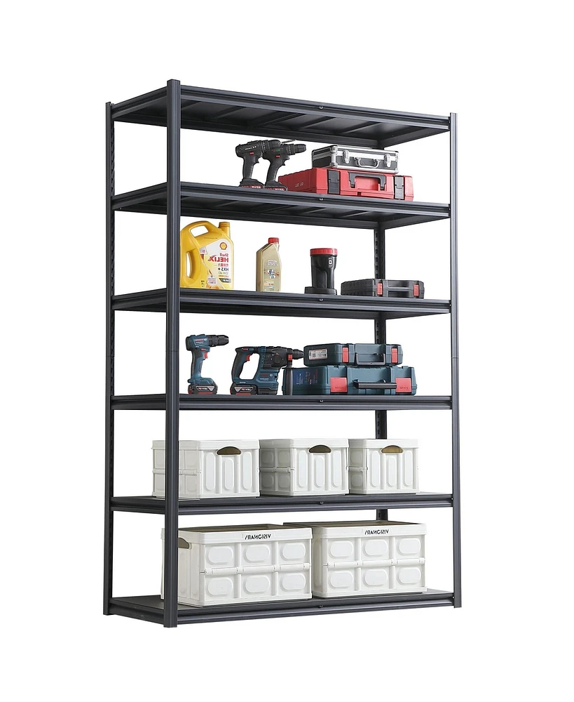 6 Tier Heavy Duty Metal Storage Shelves,Easy to Assemble, Adjustable,Storage Shelves for Basements, Garages and Kitchen, 84"H55.1"W23.6"D