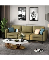 Convertible Leather Sofa Couch with Magazine Pockets 3-Seat with 2 Usb Port