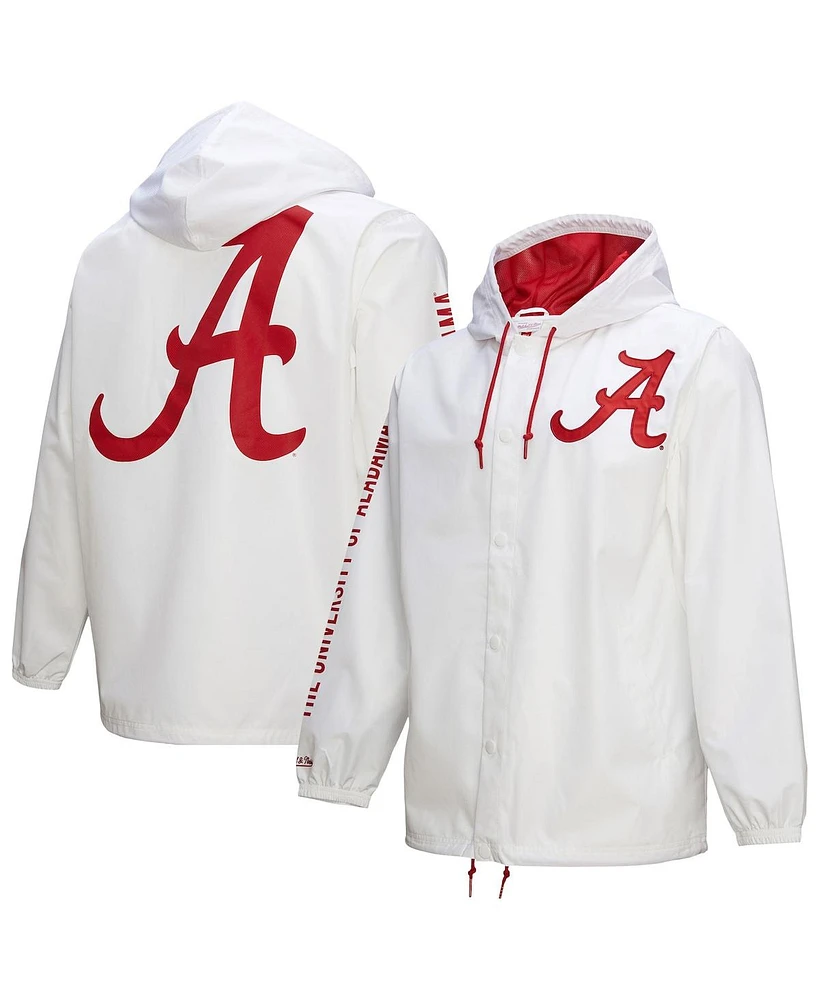 Mitchell & Ness Men's White Alabama Crimson Tide Coaches Full-Snap Hoodie Jacket