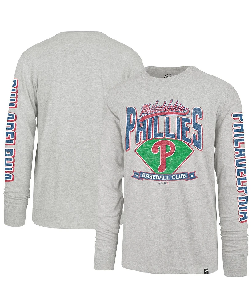 '47 Brand Men's Gray Philadelphia Phillies Fair Ball Franklin Long Sleeve T-Shirt