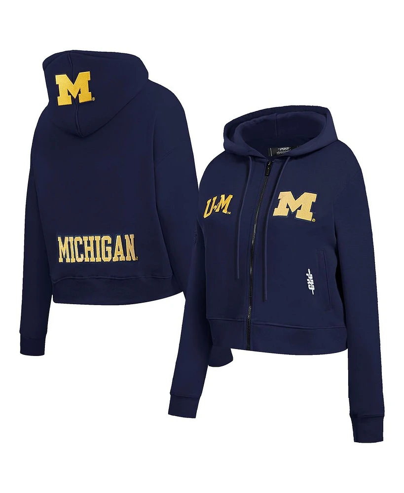 Pro Standard Women's Navy Michigan Wolverines Game Day Sequin Full-Zip Hooded Jacket