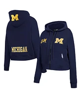 Pro Standard Women's Navy Michigan Wolverines Game Day Sequin Full-Zip Hooded Jacket