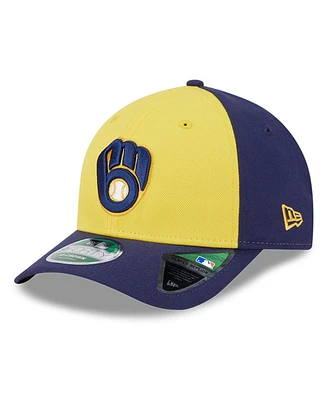 New Era Men's Gold/Navy Milwaukee Brewers Player Replica 9Forty Adjustable Hat