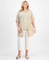 Jm Collection Plus Metallic Shine Cardigan Sweater, Exclusively at Macy's