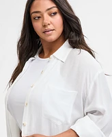 Bar Iii Trendy Plus Oversized Tunic Shirt, Exclusively at Macy's