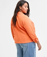 Bar Iii Trendy Plus Knit Drape-Front Blazer